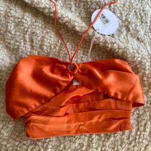 Princess Polly orange crop halter top